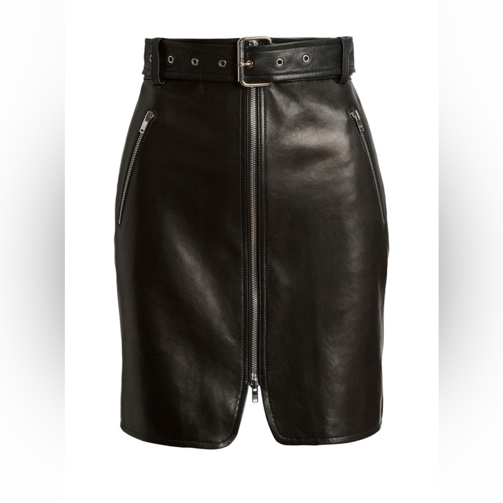 Khaite Luana Leather Moto skirt